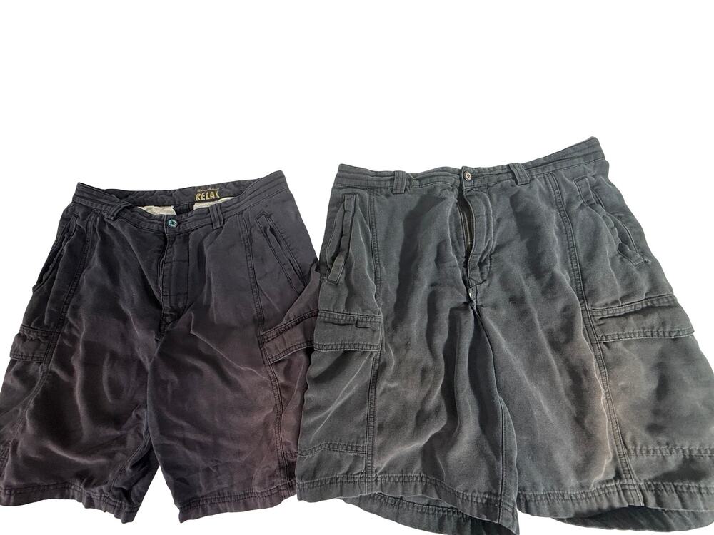 **2 Pairs* Tommy Bahama Relax Mens 34 Charcoal & blue Cargo Shorts Casual Island